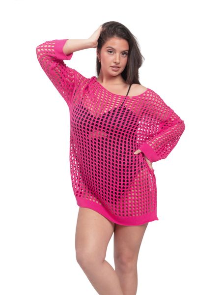 Hollow Out Drop Shoulder Sweater Cover Up