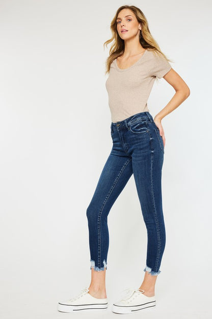 High Rise Hem Detail Ankle Skinny