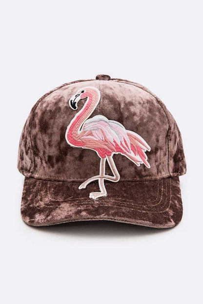 Flamingo Patch Distress Velour Cap