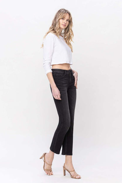 Mid Rise Ankle Slim Straight Jeans