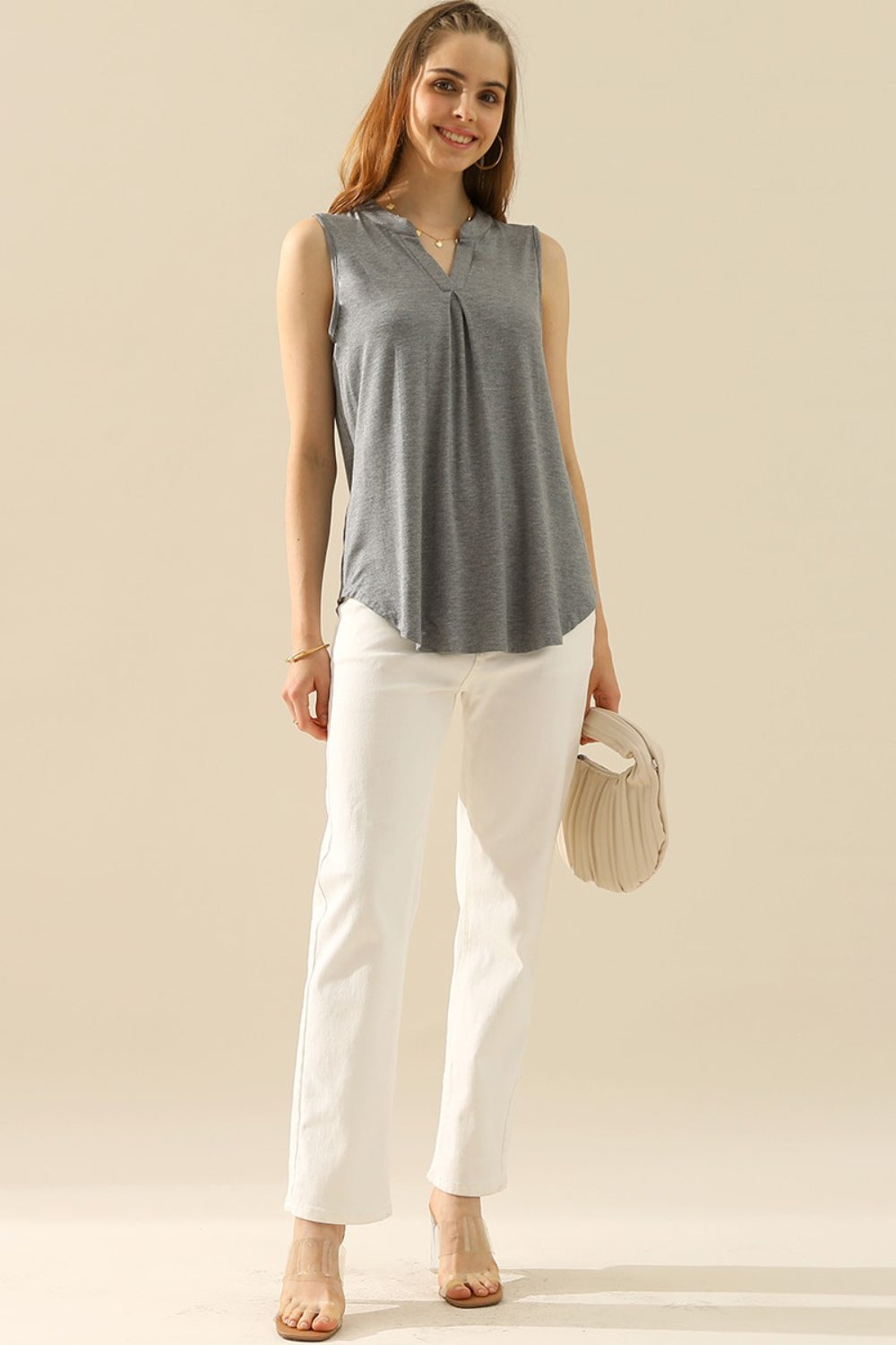 Plus Ninexis Notched Sleeveless Top