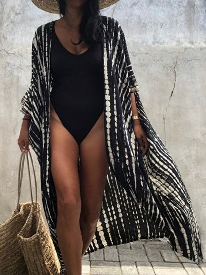 Tie-dye Print Beach Kimono cover up