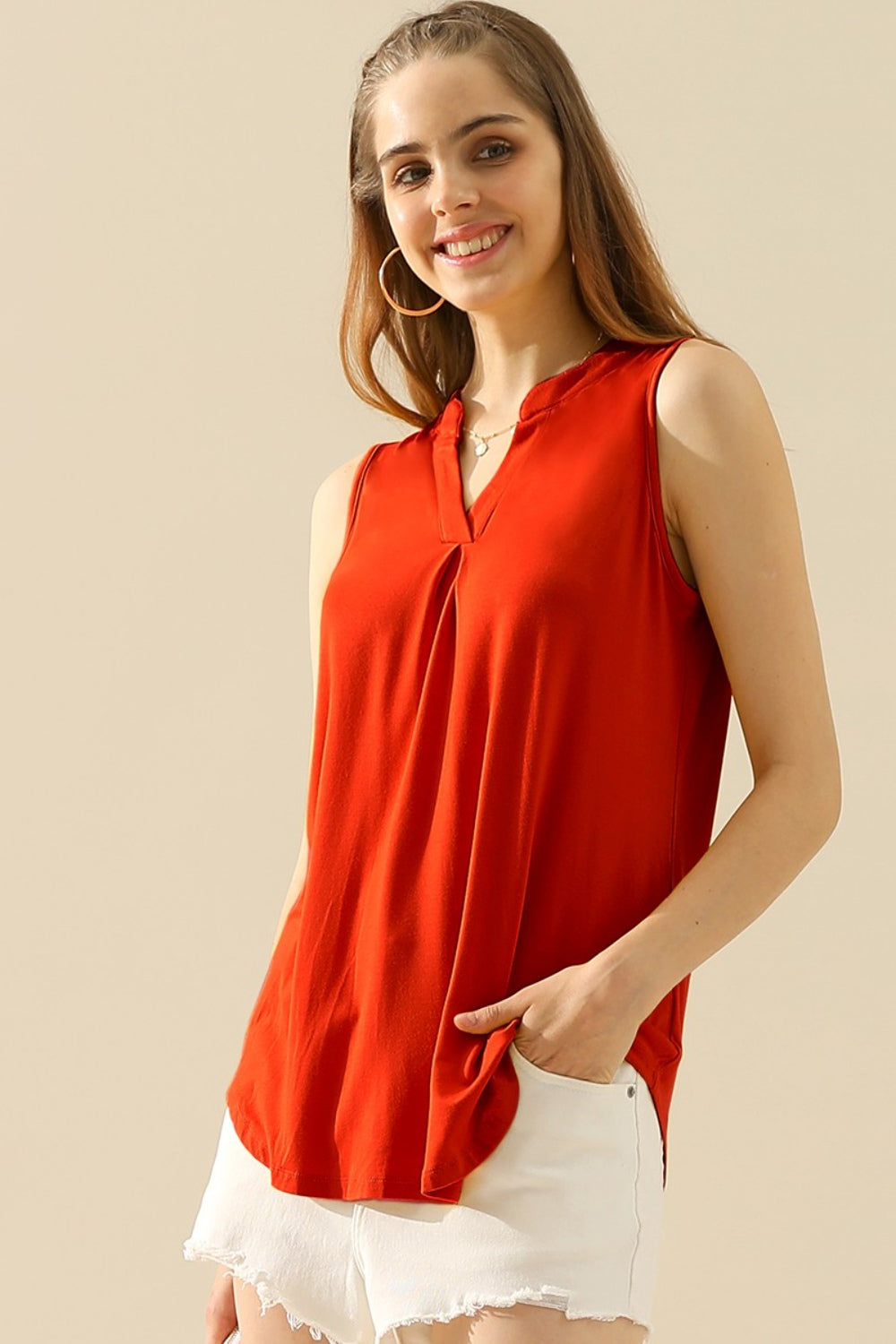 Plus Ninexis Notched Sleeveless Top