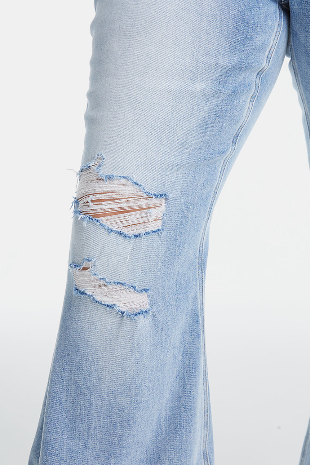 Plus BAYEAS Distressed Raw Hem High Waist Flare Jeans