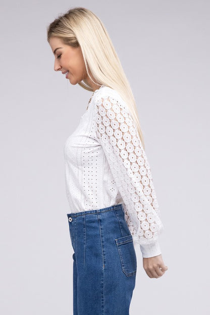 V Neck Lace Trim Top