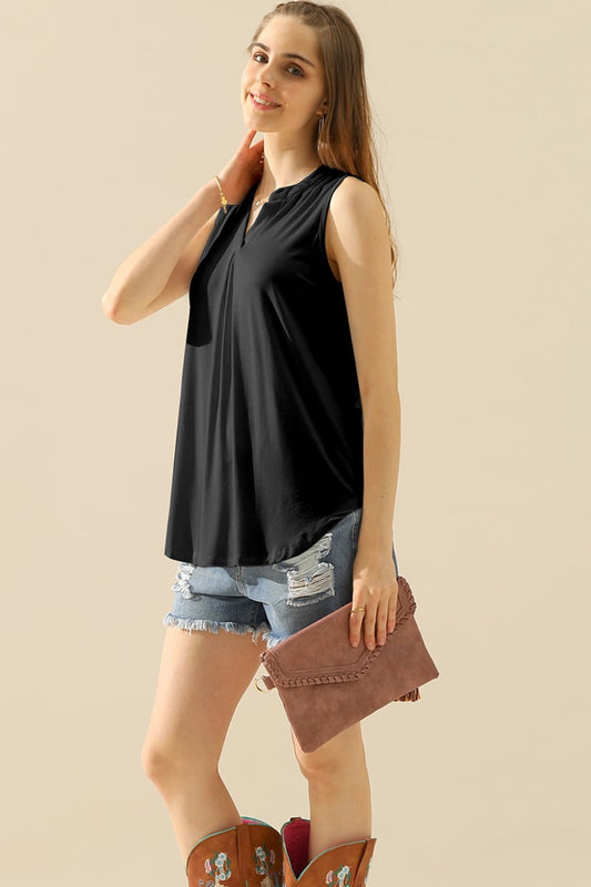 Plus Ninexis Notched Sleeveless Top