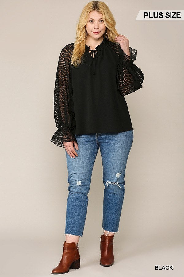 Plus Zebra Burnout Blouse