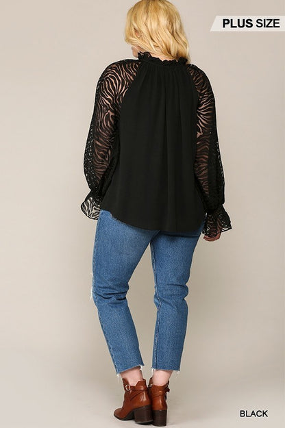 Plus Zebra Burnout Blouse