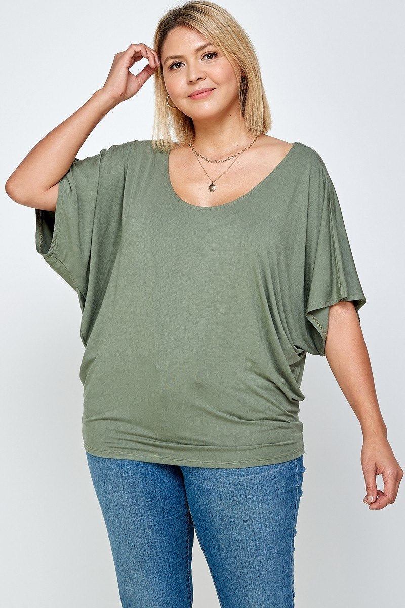 Plus dolman sleeve scoop