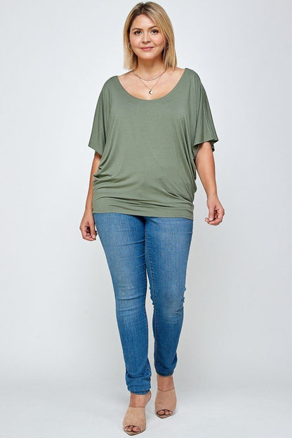 Plus dolman sleeve scoop