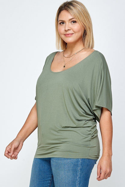 Plus dolman sleeve scoop