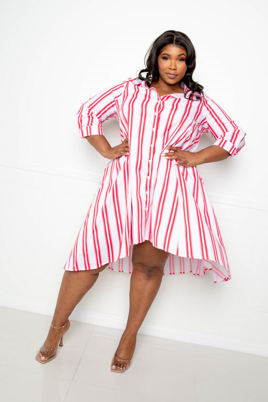 Plus Striped Shirt Dress