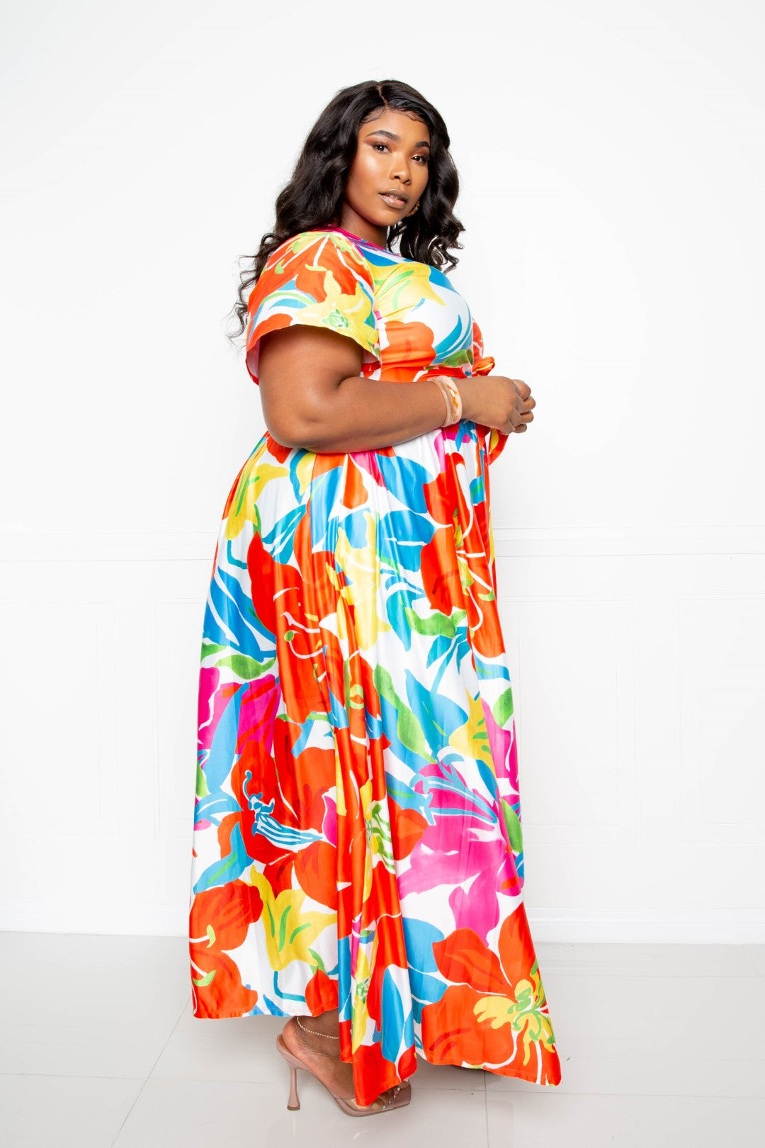 Plus vibrant skirt and top set