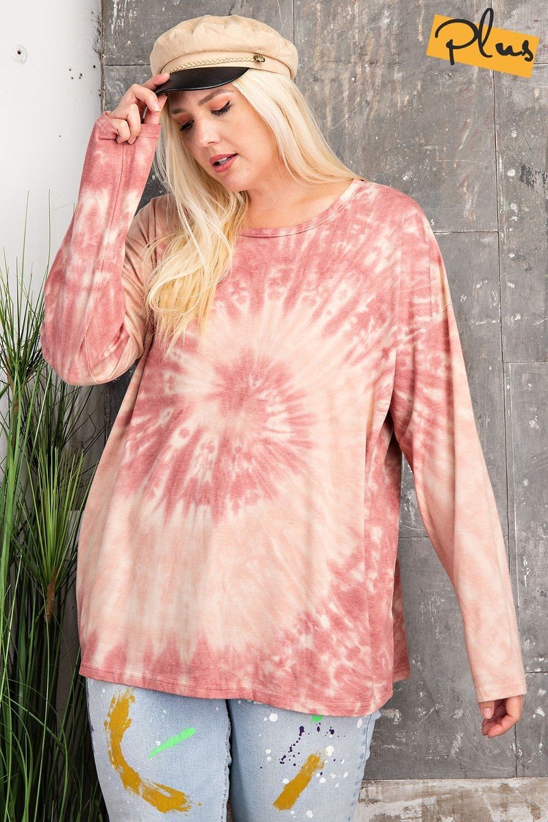 Plus tie-die long sleeve