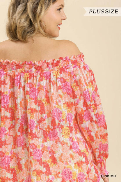 Plus off shoulder floral beauty