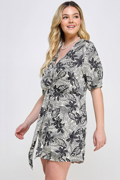 Plus Botanical front tie dress