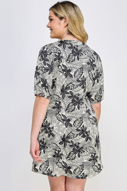 Plus Botanical front tie dress