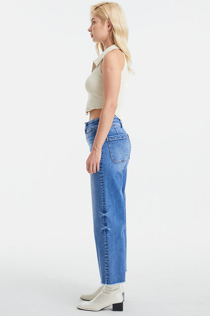 Plus BAYEAS Raw Hem High Waist Wide Leg Jeans