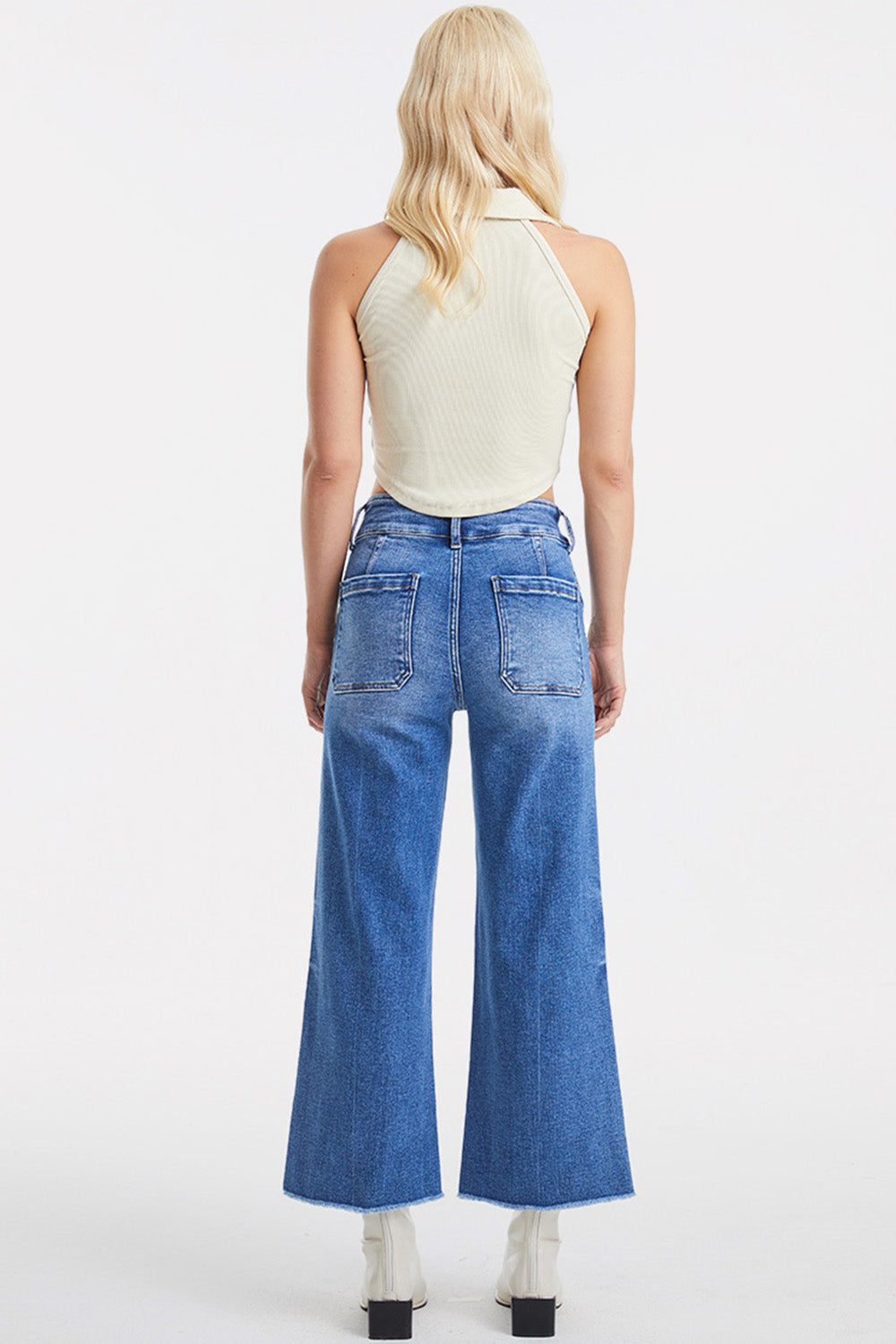 Plus BAYEAS Raw Hem High Waist Wide Leg Jeans