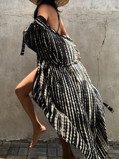 Tie-dye Print Beach Kimono cover up