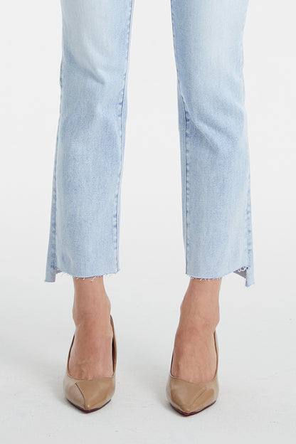 Plus BAYEAS High Waist Raw Hem Washed Straight Jeans