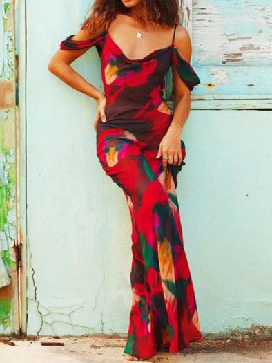 Vibrant watercolor plunge dress